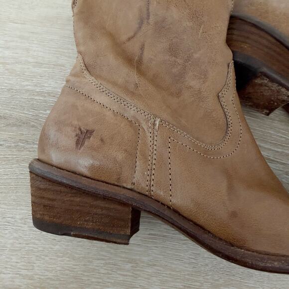 Women’s FRYE Leather Zip Up Western Booties Brown Size 6 - Picture 7 of 11